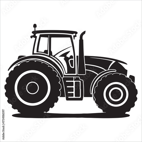 modern farm tractor silhouette vector illustration on white background