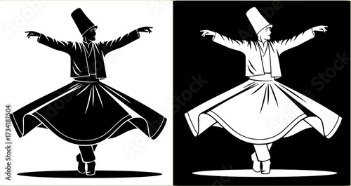 vector illustration of a silhouette sufi