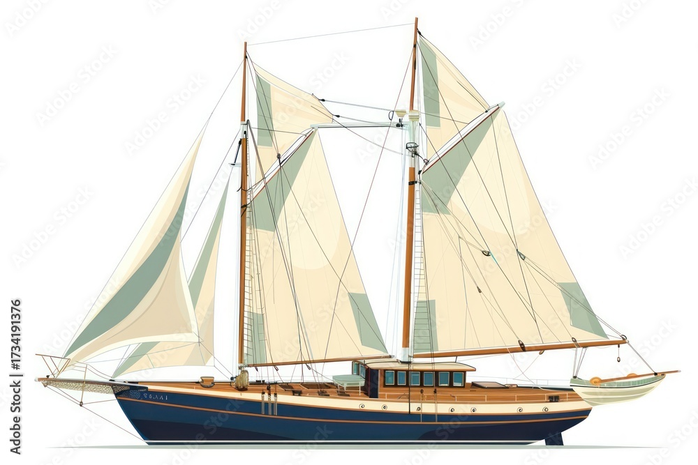 Fototapeta premium Schooner transportation watercraft sailboat.