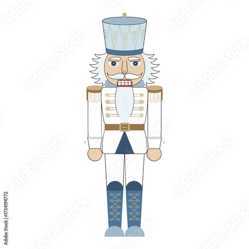 Minimalist Nutcracker Soldier Illustration in White and Gold