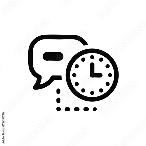 Digital Communication and Time Management Concept with Speech Bubble and Clock
