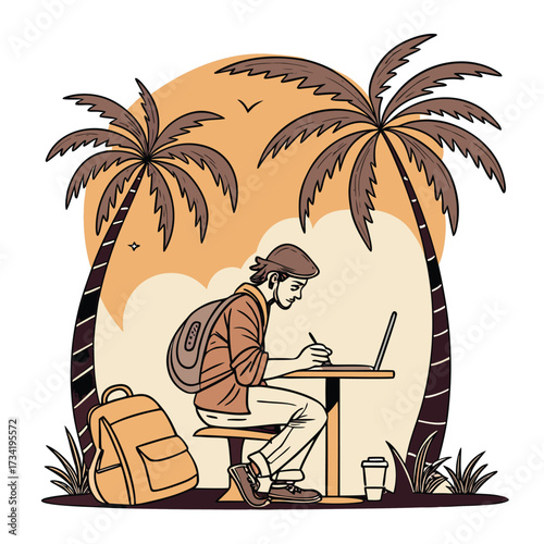 tropical island with palm trees