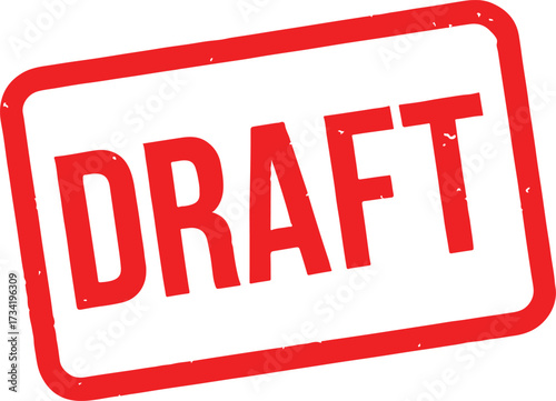 Red Draft Stamp on White Background text word