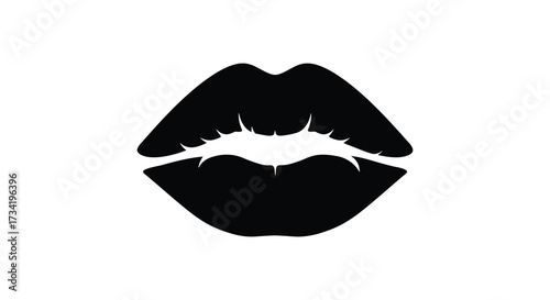 A striking black graphic of luscious lips a bold design silhouette