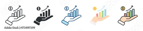 Business Growth Icon Set Multiple Style Collection