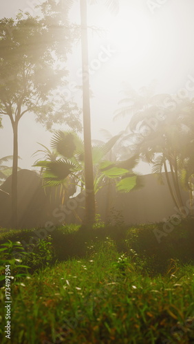 фотографія A dense forest with a plethora of green trees creating a lush environment