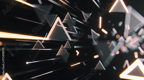 Abstract Geometric Shapes and Light Streaks in Motion.