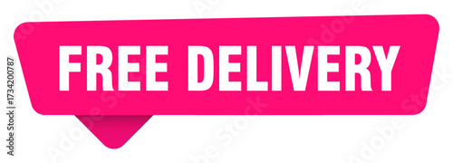 free delivery magenta sticker isolated on transpatent background. free delivery sign