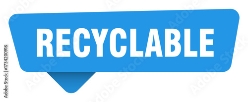 recyclable sticker. recyclable blue sign isolated on transpatent background