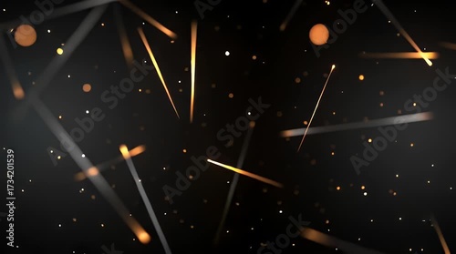 Abstract Glowing Lines and Particles on Dark Background.