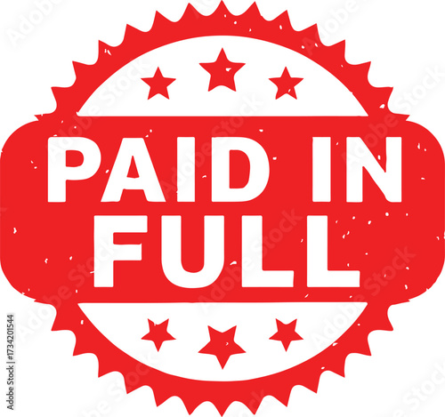 Red Paid In Full Stamp with Stars on Transparent Background red stamp payment complete