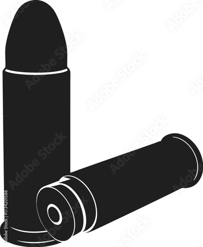 Two black bullet silhouettes on a white background bullets ammunition firearm