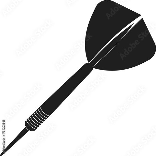 Black silhouette of a single dart with fletching and a pointed tip sport