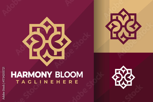 Letter H Bloom Decorative Ornament Logo Icon Vector Design Illustration
