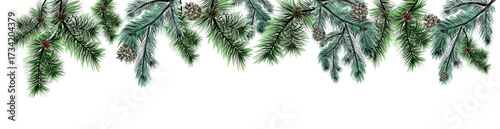 Spruce garland with pine cones festive christmas decoration