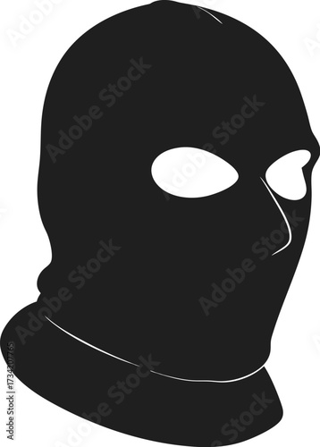 Black balaclava mask with eyeholes isolated on a white background criminal