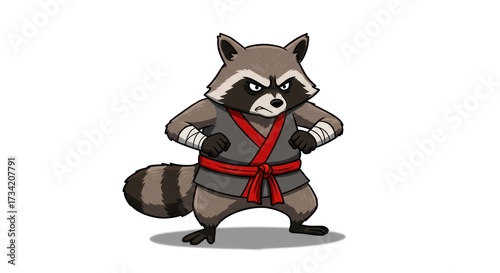 Angry raccoon in karate pose