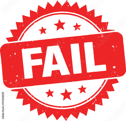 Red Stamp With The Word Fail And Stars On White Background text