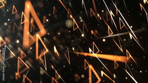 Dynamic Golden Triangles and Light Particles Streaming Through Space.