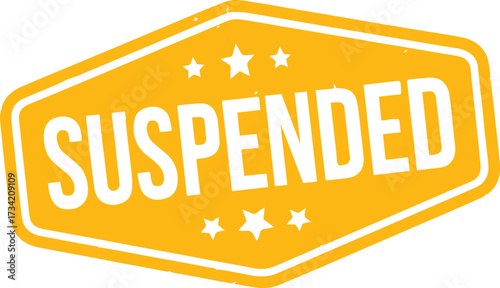 Yellow Suspended Sign with Black Stars on Transparent Background vector