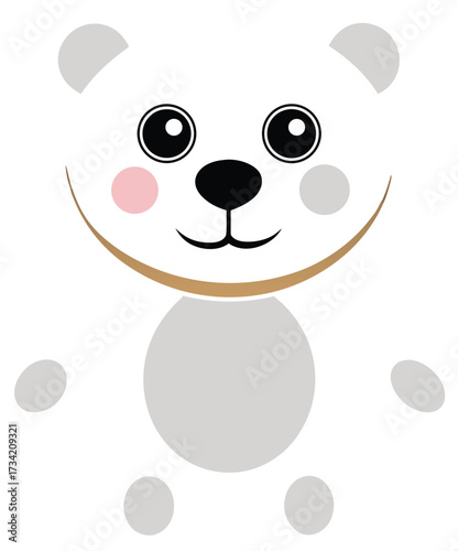 Adorable cartoon polar bear character with big eyes and pink cheeks friendly expression