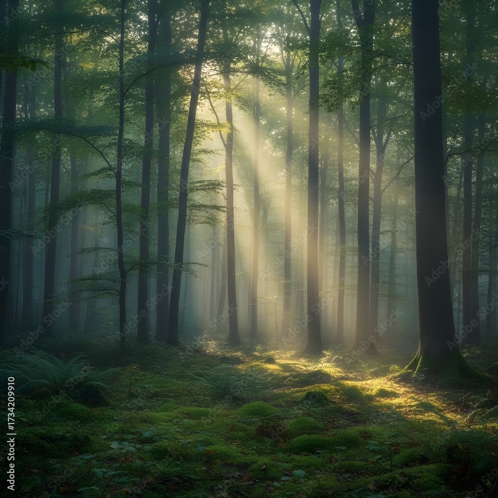 Naklejka premium Bright Nature Background with Sunlight and Fresh Tree Canopy