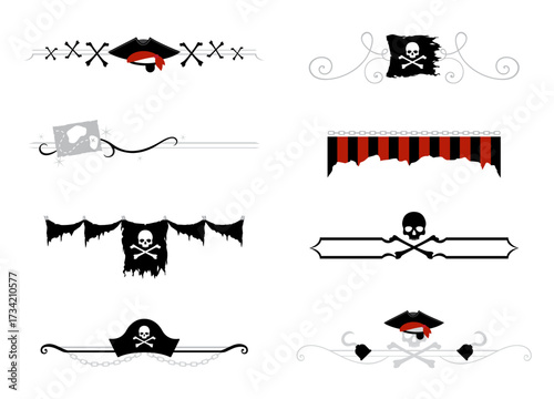A set of pirate themed divider lines
