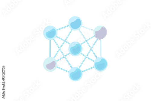 Futuristic abstract network of glowing interconnected spheres symbolizing data flow, artificial intelligence, and digital technology