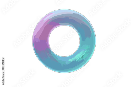 Abstract smooth gradient colored ring shape with subtle texture and modern aesthetic on a clean white background