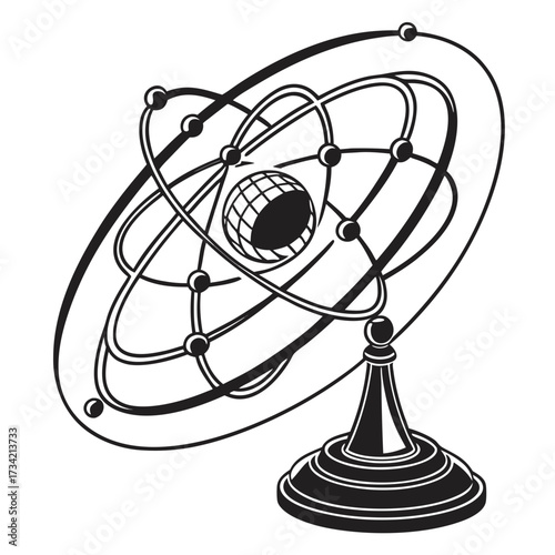 atom icon on metal internet button