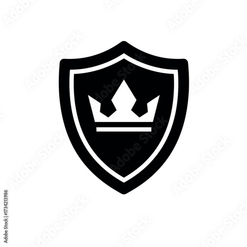 Free Download Black and White Shield with Crown Symbolizing Protection and Royalty. - GFXLoad