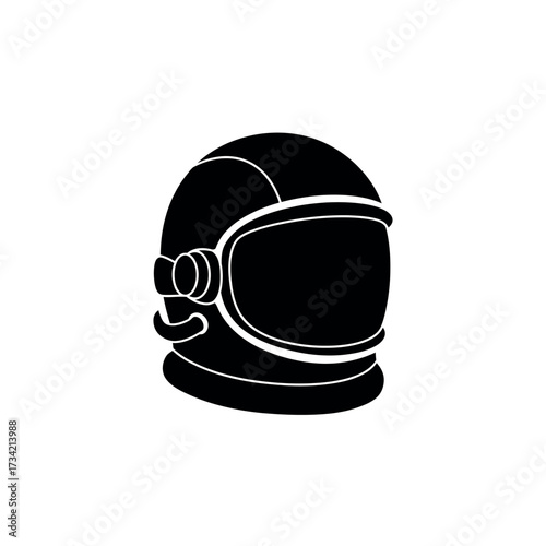 Black astronaut helmet isolated on white background space exploration equipment.