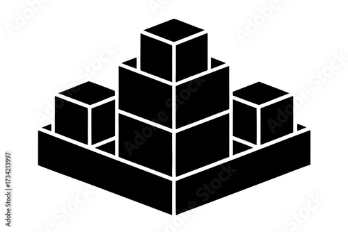 3d render of a pyramid made of cubes