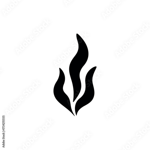 Simple black flame icon representing fire and burning energy.
