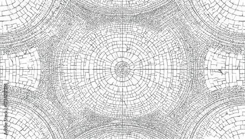 Vector abstract featuring radial geometric pattern of tessellated shapes abstract tessellation. Scalable design...