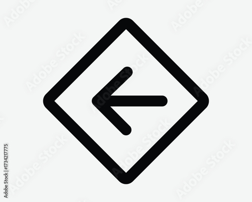 Left Arrow Pointer Icon Square Diamond Shape Position Navigation Location Back Button Backward Previous Before West Side Sideways Path Orientation