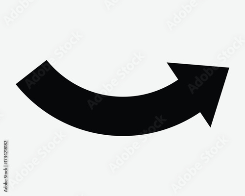 Arrow Curve Right Upwards Up Top Above Point North East Direction Position Navigation Guide Guidance Path Pathway Icon Simple Arrowhead Symbol Sign