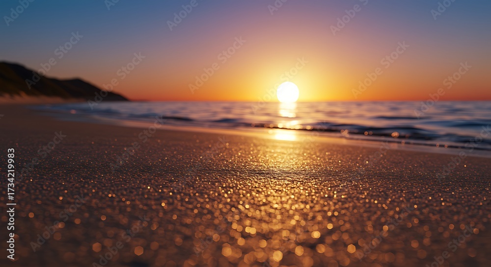 Obraz premium Golden sunset beach scene