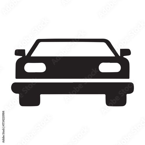 nice single car front icon design silhouattes design on white backgroun