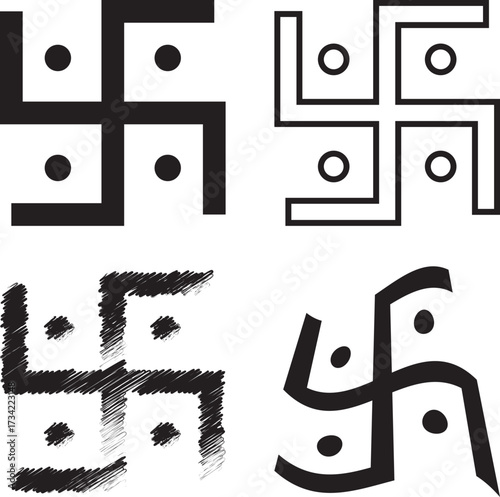 Jainism swastika religious symbol of rebirth and good fortune vector illustration.