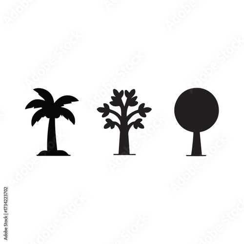 three cine cool tree vector set design icon shiesty