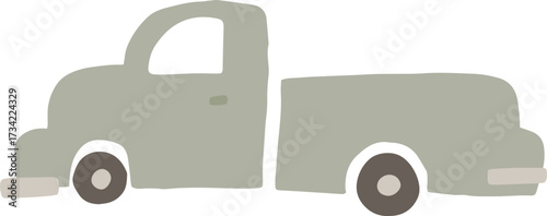 Green big van truck clip art. Vector hand drawn cartoon illustration of wagon vehicle 