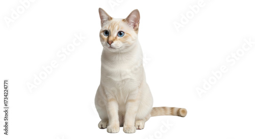 Isolated lynx point cat sitting pretty looking sideways curious waiting adorable pet