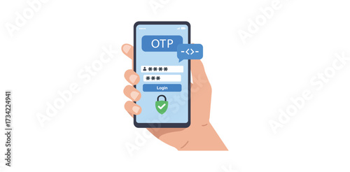 Secure login illustration concept One time password access on mobile Online security authentication technology safe app