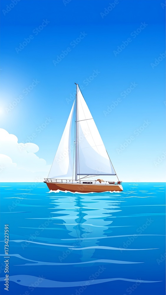 Fototapeta premium Sailing ship on tranquil sea