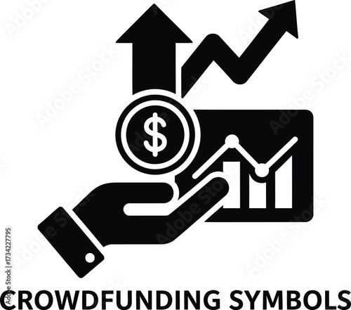 Crowdfunding symbols illustrating financial growth and investment