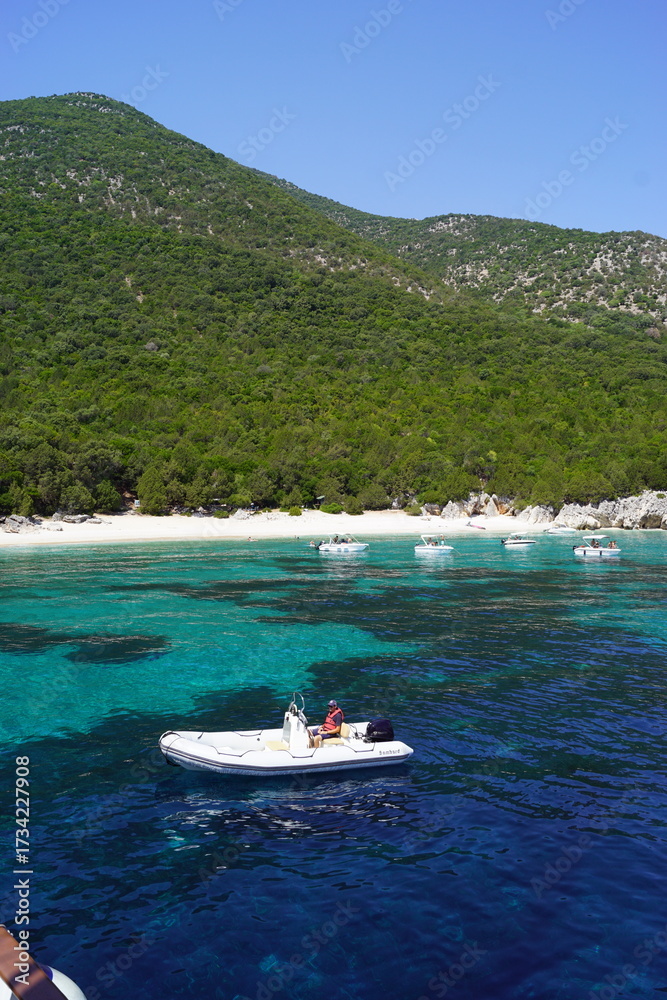 Obraz premium Drone photos of the picture perfect beaches of Kefalonia and Ithaka in the Greek Ionian Islands of the Mediterranean Sea