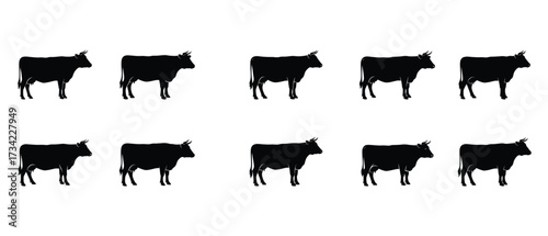 Cow Silhouette Icon Set
