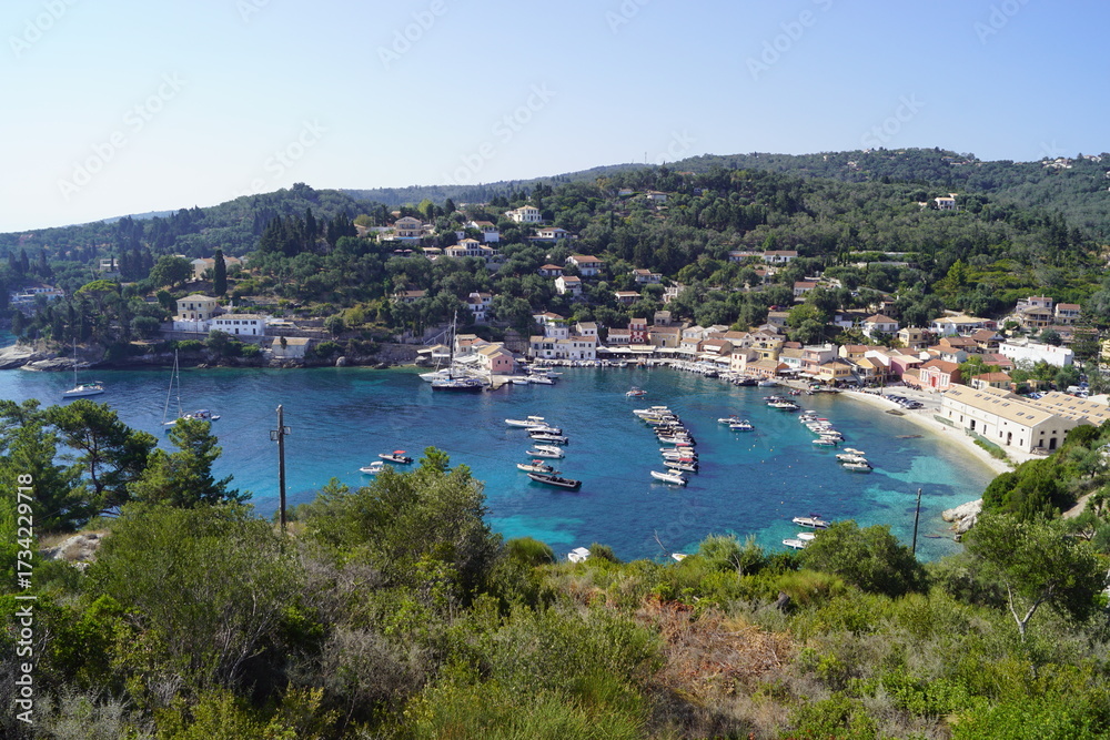 Fototapeta premium The paradise beaches of Paxos in the Greek Ionian Islands of the Mediterranean Sea