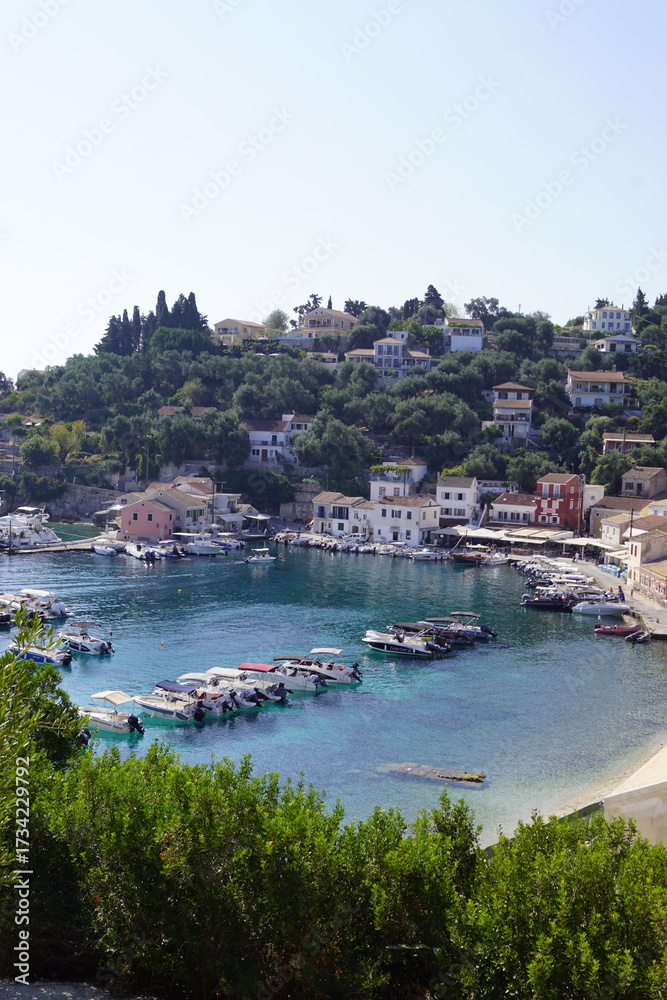 Fototapeta premium The paradise beaches of Paxos in the Greek Ionian Islands of the Mediterranean Sea